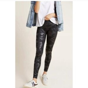 Spanx Faux Leather Black Camo High-Rise Leggings